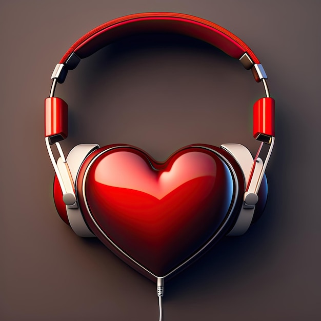 Red Heart in Headphones