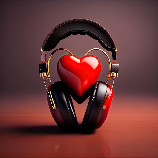 Red Heart in Headphones