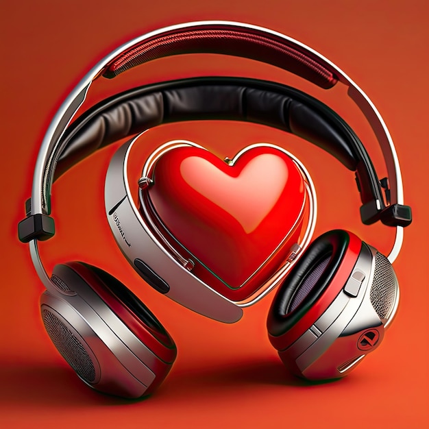 Red Heart in Headphones