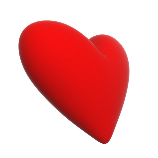 Red heart isolated on white background 3d image