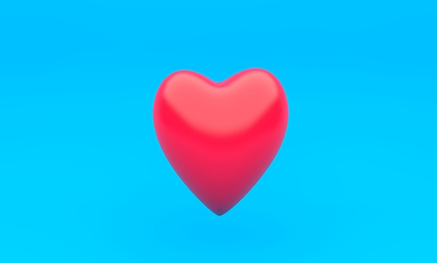 Photo red heart on a light blue background