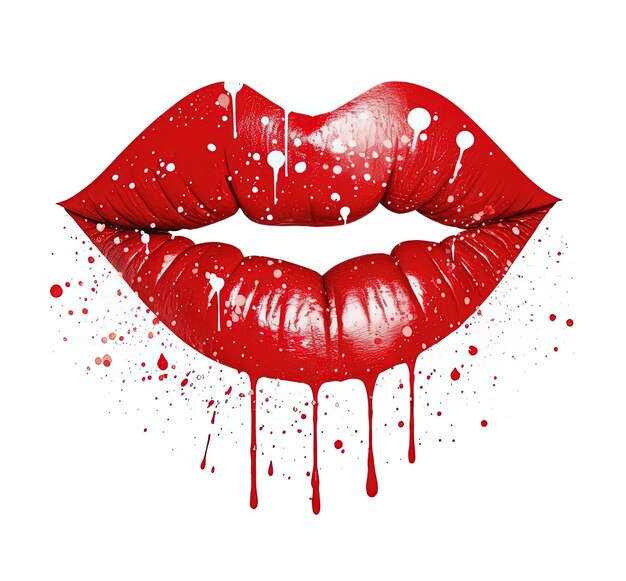 Photo red heart lips art in the style of marilyn minter