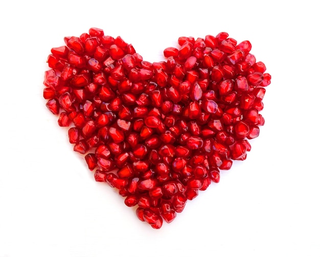 Red heart made with pomegranate