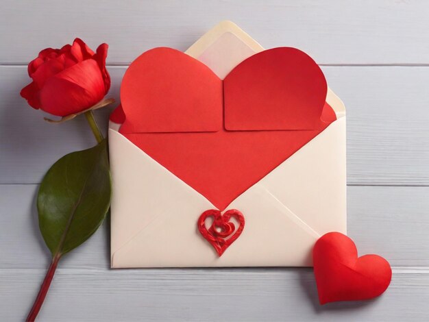 Red heart and mothers day envelope