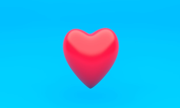 Фото Красное сердце на голубом фоне