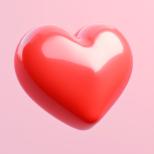 Red heart on pink background Valentines day concept