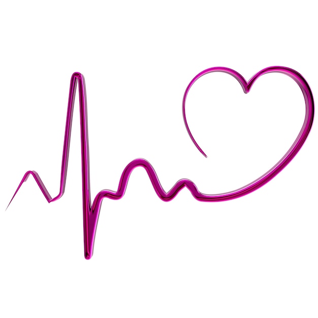 Photo red heart pulse line heartbeat on white background beat or rhythm heart cardiogram on monitor