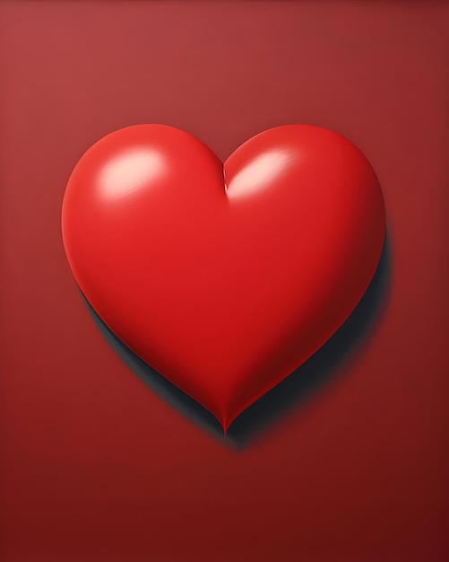 Red heart on a red background 3D rendering