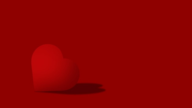 빨간색 배경에 붉은 마음 카드 발렌타인 데이 사랑 마음의 이미지