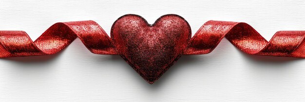 Photo red heart ribbon isolated on white background hd illustrations