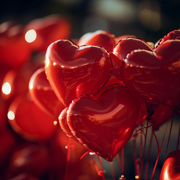 A red heart shape balloon on a pink background