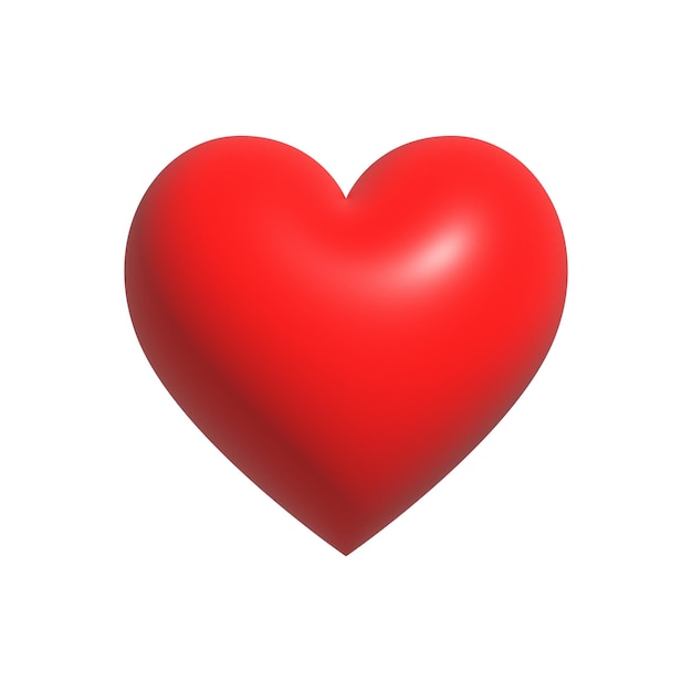 Photo red heart shape icon like or love symbol for valentine's day 3d render illustration