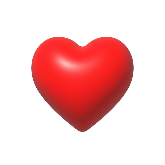 Red heart shape icon Like or Love symbol for Valentine's day 3D render illustration