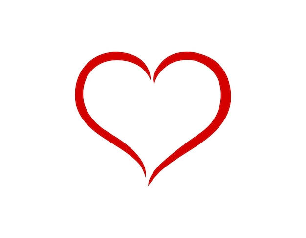 写真 赤いハート形のアイコン シルエットの描画。愛のシンボル サイン。バレンタインデーの装飾。誕生日カード。ロゴ