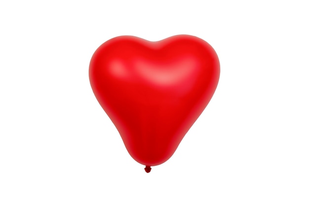 Red heart shaped balloon isolated on white background