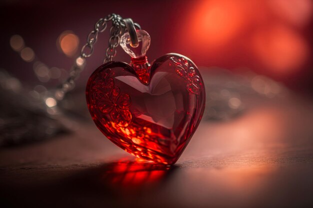 Red heart shaped necklace or love necklace The heart became the symbol present on special dates such