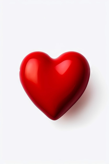 Photo red heart shaped object on white background with shadow generative ai