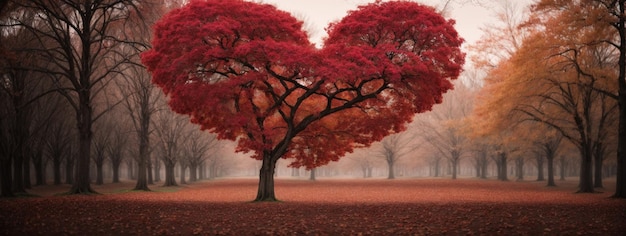 Red heart shaped tree