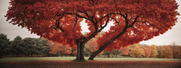 Red heart shaped tree