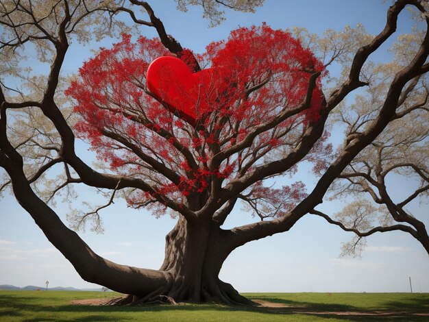 red heart shaped tree