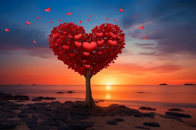 Red heart shaped treesymbol of love and valentine's day