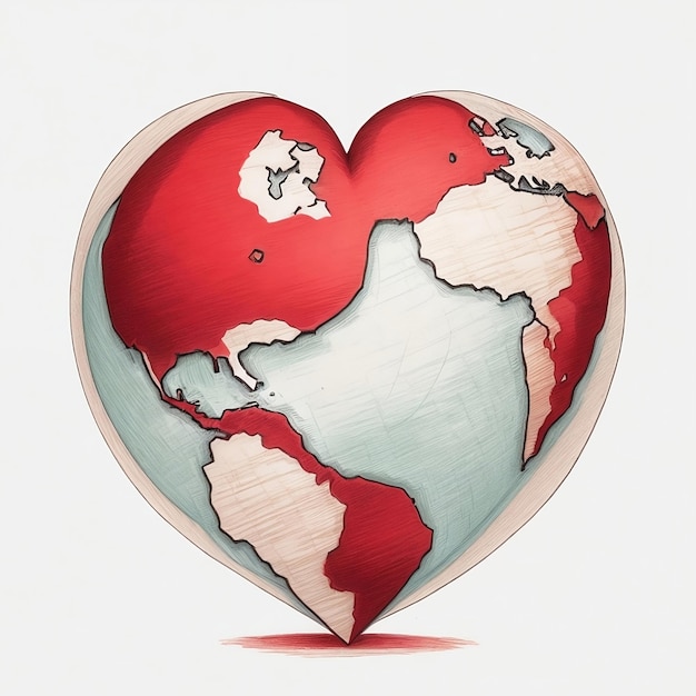 A red heart shaped world to celebrate world health day concept