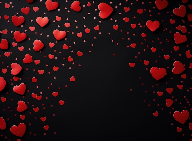 Photo red heart shapes on black background