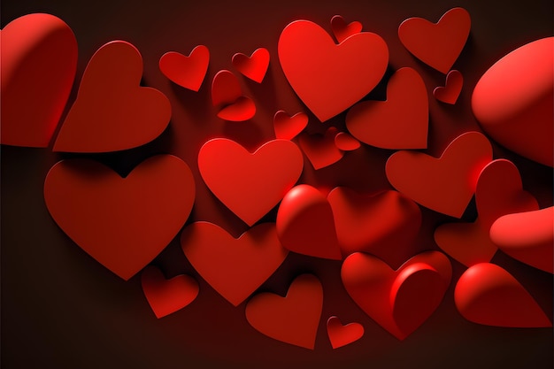 Red Heart shapes for valentines day background