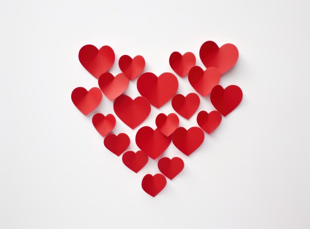 Red heart shapes on white background