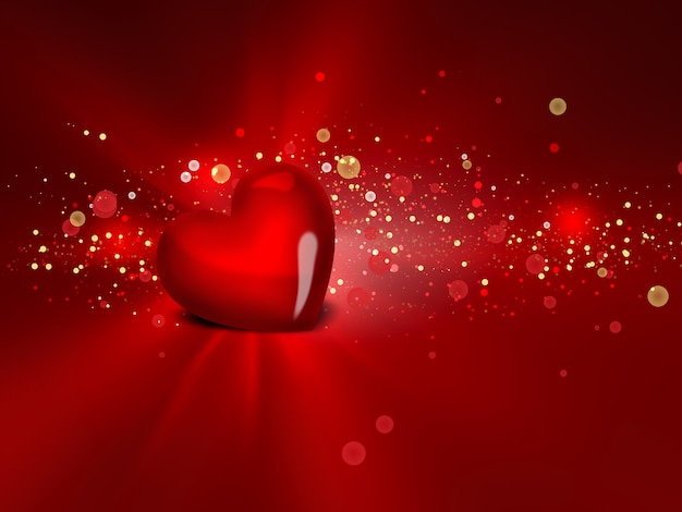 Red heart on shining background