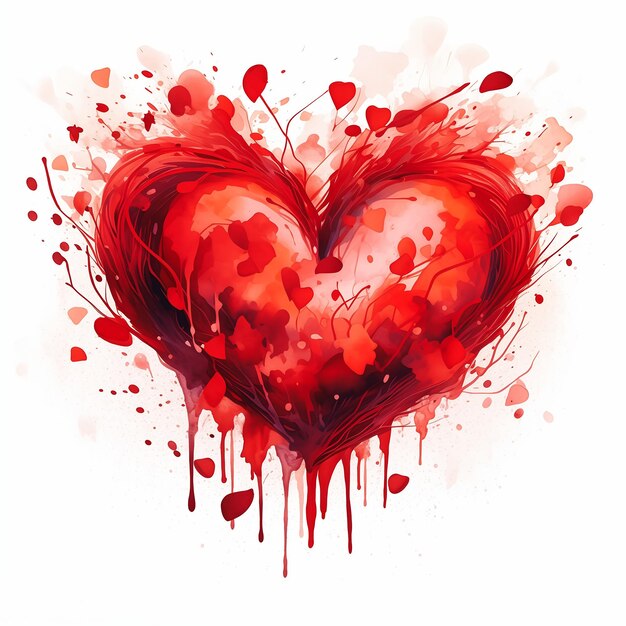 red heart splats blood colored illustration emote bright flowing feeling greed listing values flat