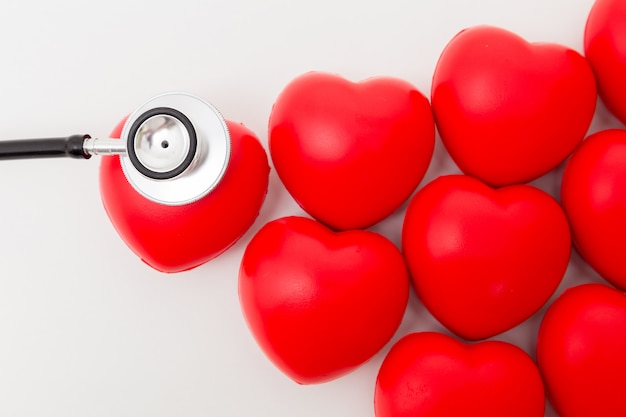 Red heart and a stethoscope.