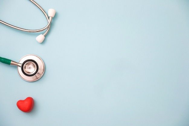 Red heart and a stethoscope