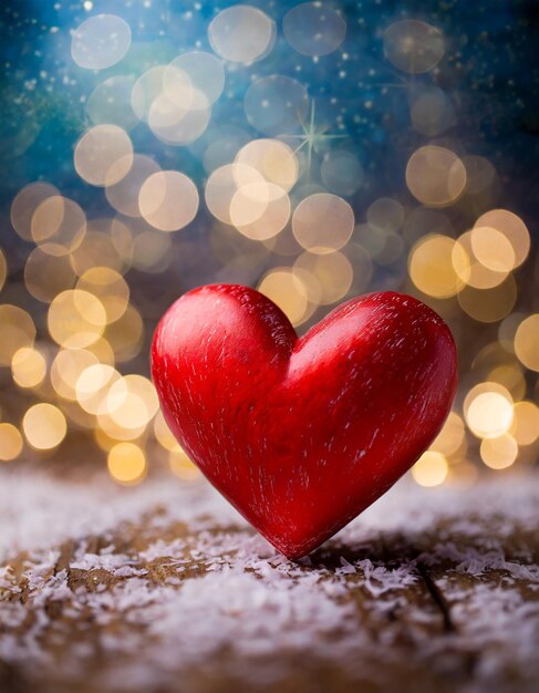 Red heart valentine day greeting card Bokeh background