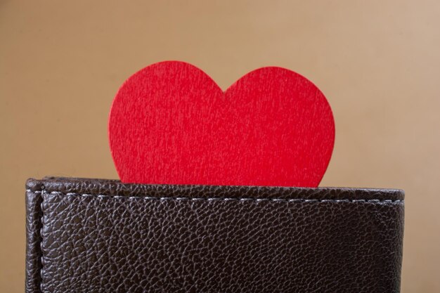 Red heart and wallet in hand saving and finance concept