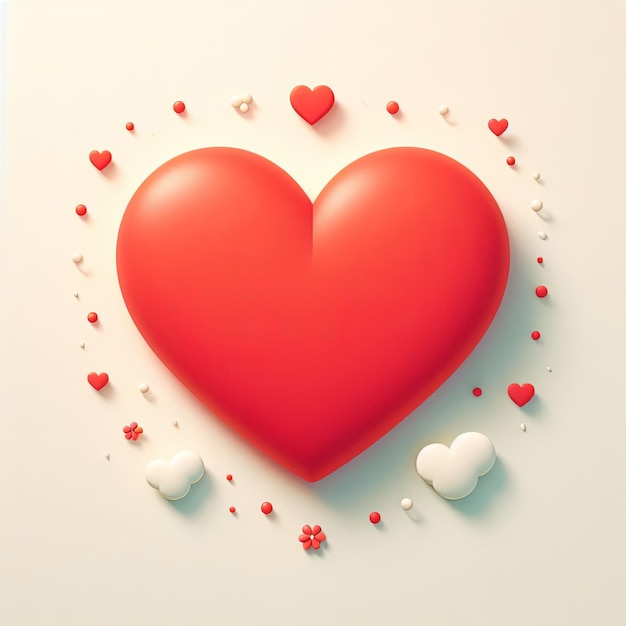 Red heart on a white background