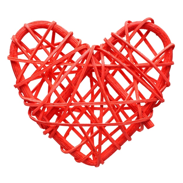 Red heart wicker decoration