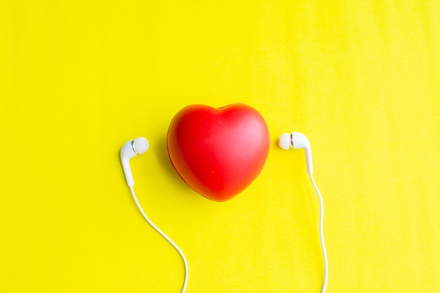 Red heart with earphone