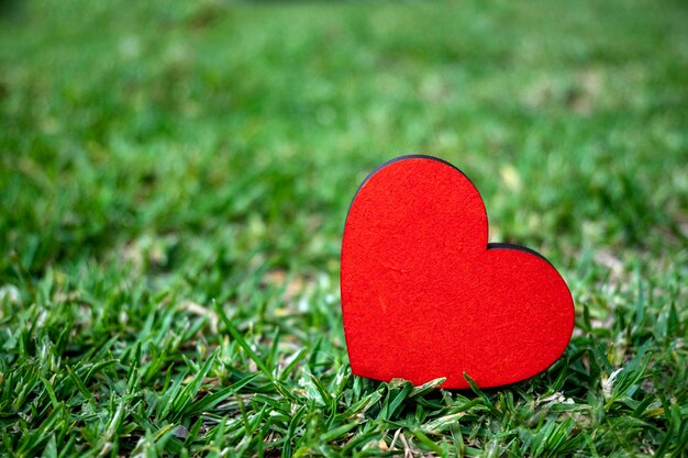 red heart with green blur background, valentine's day