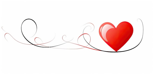 красное сердце с линией на белом фоне в стиле игривых рисунков минималистских линий