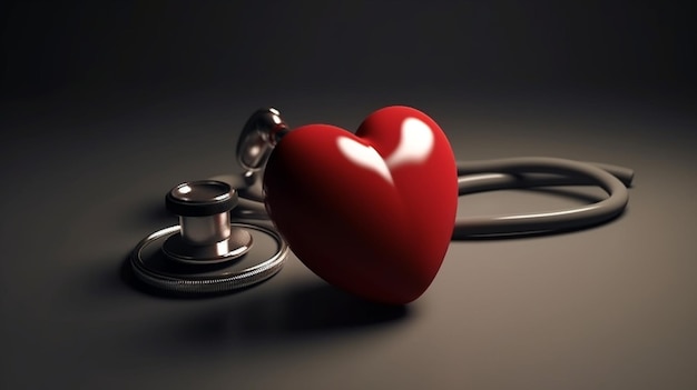 Red heart with a stethoscope The embodiment of cardiac care