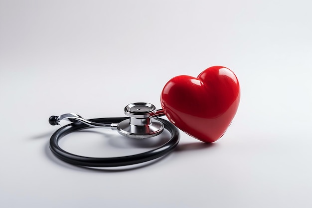 A red heart with a stethoscope on it