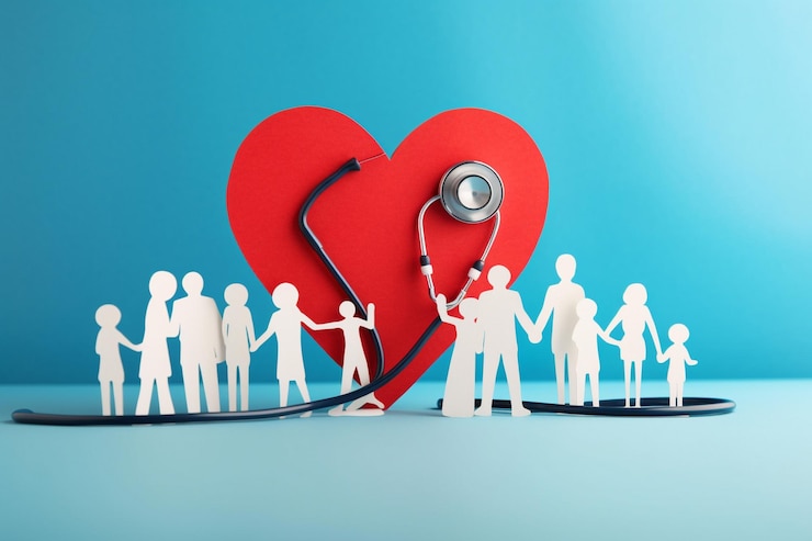 a red heart with a stethoscope