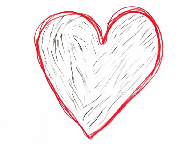 Photo a red heart with a white background and a black outline that says love.