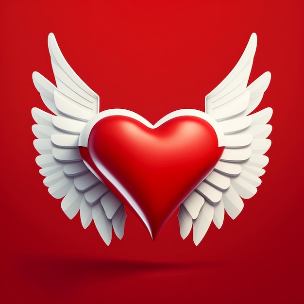 Red heart with wings being in love icon