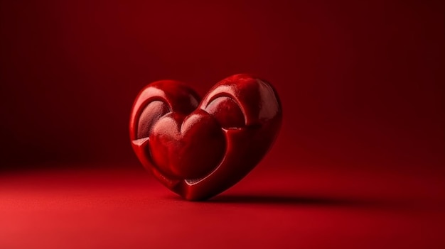 A red heart with the word love on it