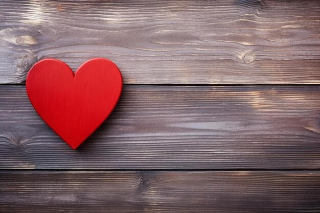 a red heart on a wooden background