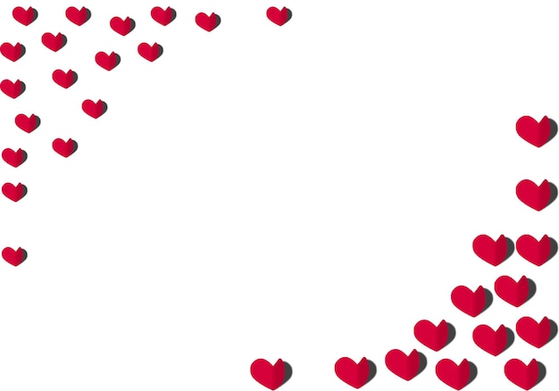 Red hearts are located on a white background at the bottom right and top left.