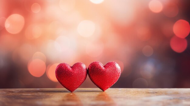 Red hearts the bokeh background valentine day background