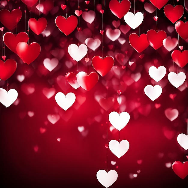 Red hearts bokeh background